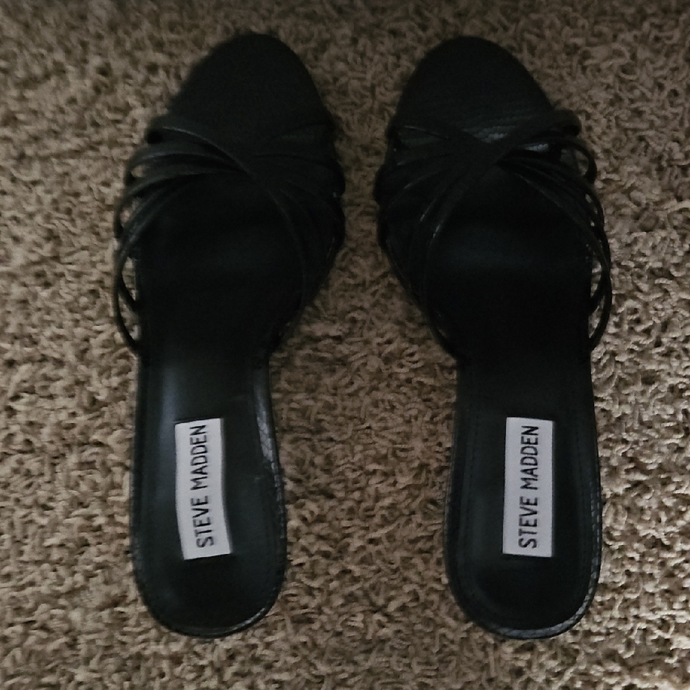 Steve Madden Black Strappy Mules